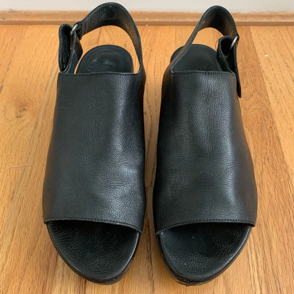 Stuart Weitzman “Offset” Leather Platform Wedges